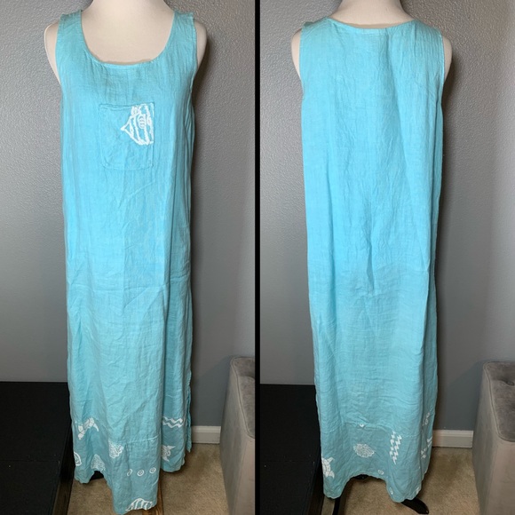 VINTAGE, linen, beachy, dress and button up shirt set!! - Picture 2 of 13